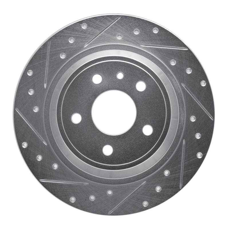 Ford Fusion Brake Rotor (1) - Rear Left - R1 Concepts - Drilled & Slotted - Silver - `13-`20